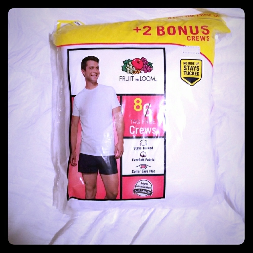 8 small white fruit the loom tees nwt